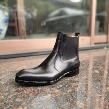 Handmade Cowboy Style Genuine Leather Slip On Pointed Toe Ankle Boots - SolaceConnect.com