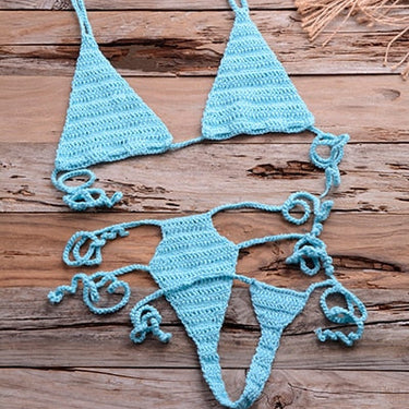 Handmade Crochet Micro Swimsuit Women's Extreme Mini Sexy Bikini Set Sunbathing Beach Spa Bikini  -  GeraldBlack.com