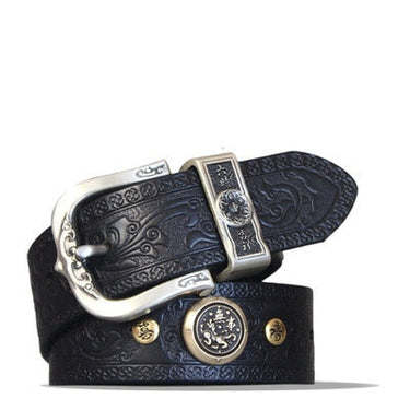 Handmade Designer Unisex Tibetan Silver Button Genuine Leather Strap Belt  -  GeraldBlack.com