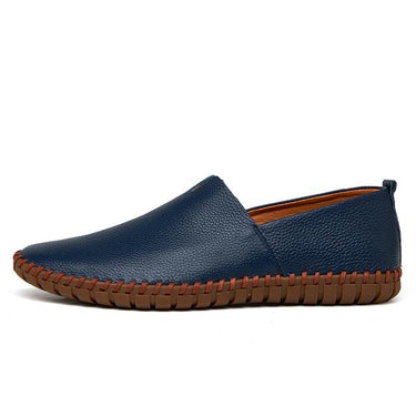 Handmade Fashion Genuine Cow Leather Blue Slip On Men's Loafers - SolaceConnect.com