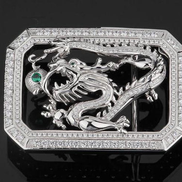 925 Sterling Silver dragon men's buckle buckles handmade (without belt) A2360 - SolaceConnect.com
