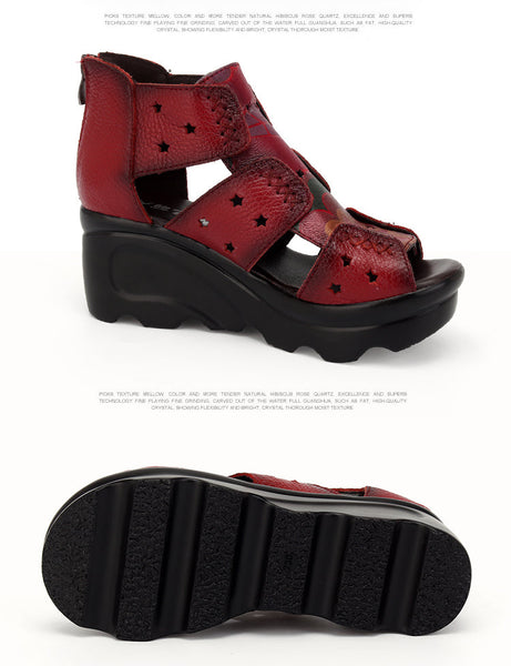 Handmade Genuine Leather Ethnic Style Hi Heel Shoes for Women  -  GeraldBlack.com