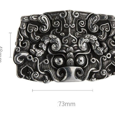 999 Sterling Silver mythical animal men's luxury buckle handmade gift (without belt) A5169 - SolaceConnect.com