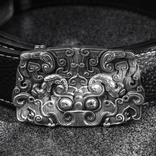 999 Sterling Silver mythical animal men's luxury buckle handmade gift (without belt) A5169 - SolaceConnect.com