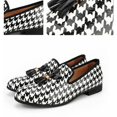 Handmade Men White Leather and Printed Loafers Shoes  -  GeraldBlack.com