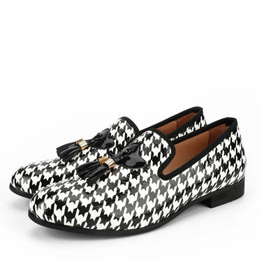 Handmade Men White Leather and Printed Loafers Shoes  -  GeraldBlack.com