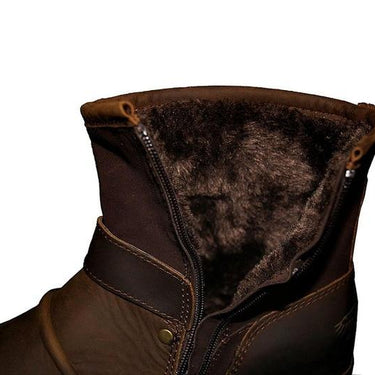 Handmade Plus Size Genuine Cow Leather Rivet Motorcycle Boots Shoes - SolaceConnect.com