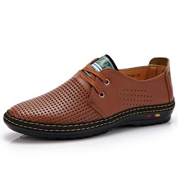 Handmade Soft Genuine Leather Men's Casual Breathable Summer Shoes - SolaceConnect.com