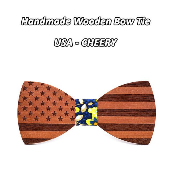 Handmade Solid Walnut Color Wooden Bow Ties for Men Wedding Neckwear - SolaceConnect.com