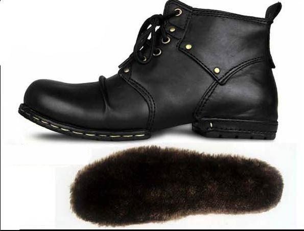 Handmade Spring Fashion Rivet Fur Cow Leather Boots Shoes for Men - SolaceConnect.com