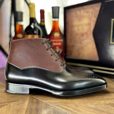 Handmade Stylish Men's Leather Soled Martin Square Toe Ankle Boots  -  GeraldBlack.com