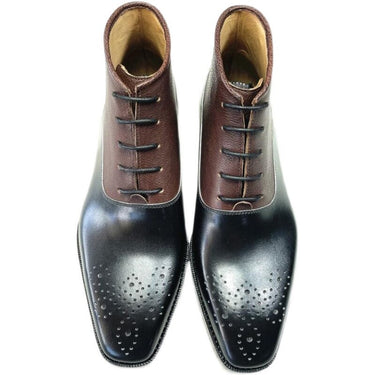 Handmade Stylish Men's Leather Soled Martin Square Toe Ankle Boots  -  GeraldBlack.com