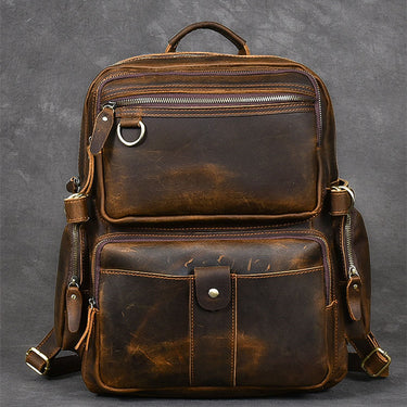 Handmade Vintage Cowhide Genuine Leather Laptop Backpack for Men  -  GeraldBlack.com