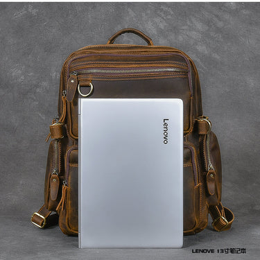 Handmade Vintage Cowhide Genuine Leather Laptop Backpack for Men  -  GeraldBlack.com