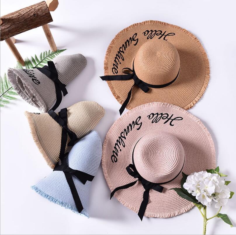 Handmade Weaved Letter Sun Hat with Black Ribbon Lace For Women  -  GeraldBlack.com