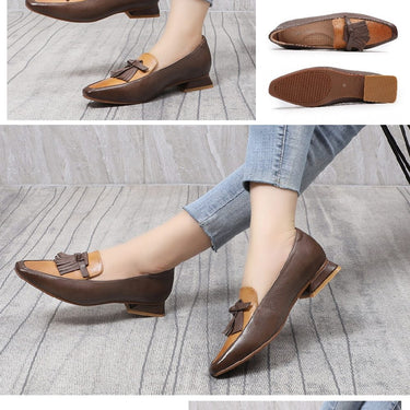 Handmade Women's Solid Genuine Leather Slip-on Flats Moccasins Penny Loafers - SolaceConnect.com