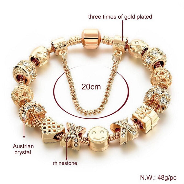 Heart Charm Gold Chain Beaded Original Women's Bracelets & Bangles  -  GeraldBlack.com