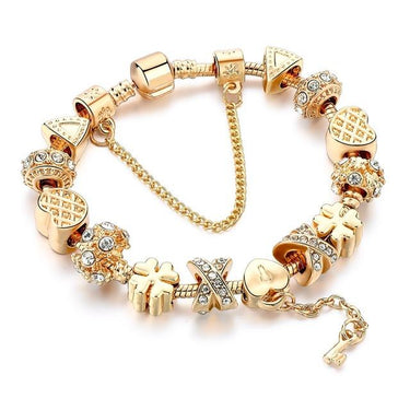 Heart Charm Gold Chain Beaded Original Women's Bracelets & Bangles - SolaceConnect.com