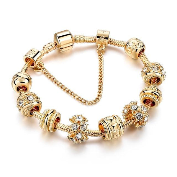 Heart Charm Gold Chain Beaded Original Women's Bracelets & Bangles - SolaceConnect.com