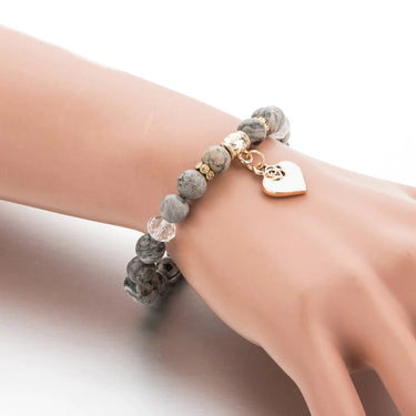 Heart Charm White Natural Stone Women's Bracelets and Bangles  -  GeraldBlack.com