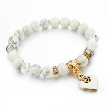 Heart Charm White Natural Stone Women's Bracelets and Bangles - SolaceConnect.com