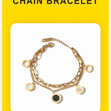 Heart Roman Numeral Shell Circle Charm Layered Bracelets for Women  -  GeraldBlack.com