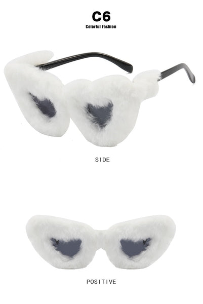 Heart Shape Furry Unisex Fashion Vintage Shades Eyewear Retro Design UV400 Party Sun Glasses  -  GeraldBlack.com