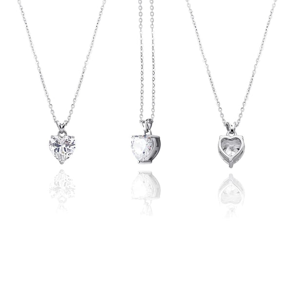 Heart Shape Moissanite Pendant 925 Sterling Silver Necklace for Women  -  GeraldBlack.com