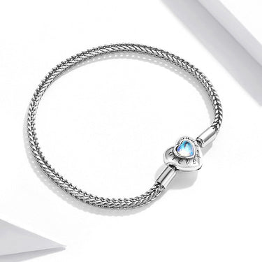 Heart Shaped Charm Beads Bracelet 925 Sterling Silver Snake Chain Basic Bracelet For Women Moonstone Jewelry 17CM 19CM  -  GeraldBlack.com