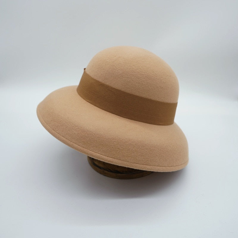 Hepburn Style Retro Vintage Fashion Wool Felt Outdoor Bucket Hat  -  GeraldBlack.com