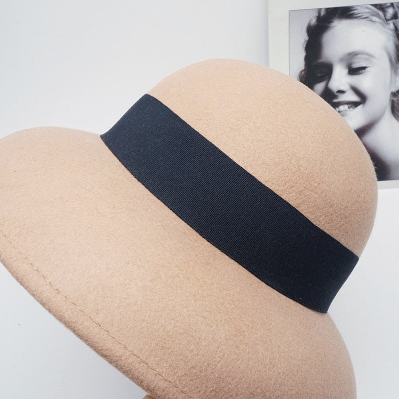 Hepburn Style Retro Vintage Fashion Wool Felt Outdoor Bucket Hat  -  GeraldBlack.com