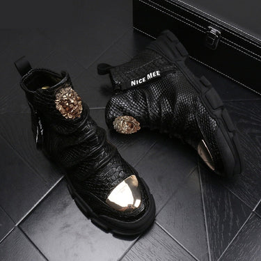 High-end leather boots anti-wrinkle boots party wedding shoes high-end punk comfort shoe P4  -  GeraldBlack.com