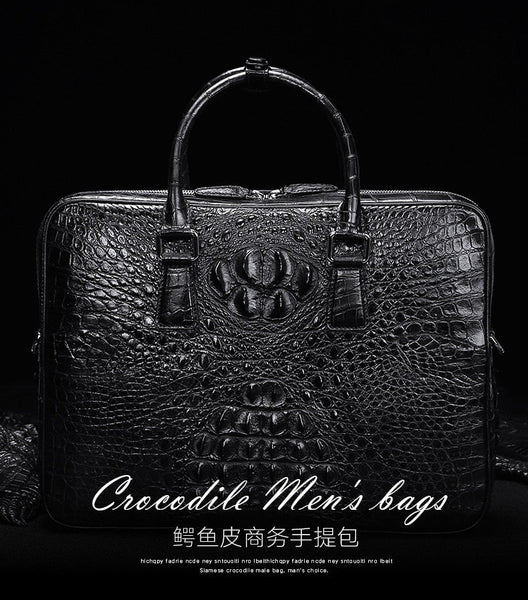 High Grade Crocodile Leather Men Briefcase Business Shoulder Bag Large Capacity Briefcase 45  -  GeraldBlack.com
