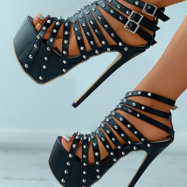 Thin Heels High Slippers