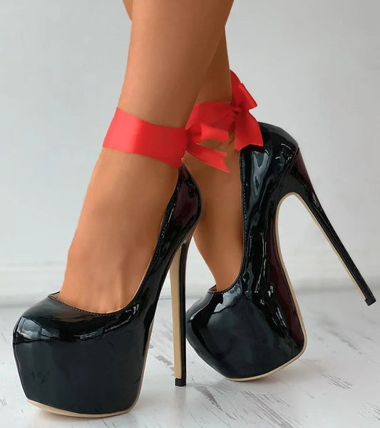 High Platform Super High Thin Heel Stiletto Sexy Fashion Dance Lace Up Pumps Shoes  -  GeraldBlack.com