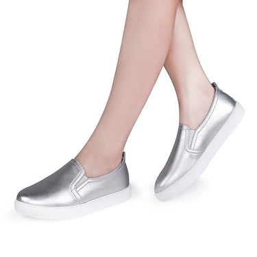 High Quality Casual Loafers Flat Slip On Round Toe Leather Shoes for Women  -  GeraldBlack.com