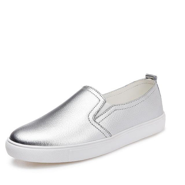 High Quality Casual Loafers Flat Slip On Round Toe Leather Shoes for Women - SolaceConnect.com
