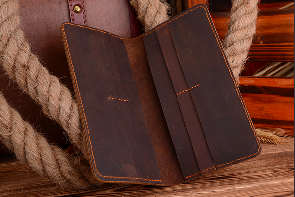 High Quality Genuine Crazy Horse Leather Men's Long Style Two Color Wallets  -  GeraldBlack.com