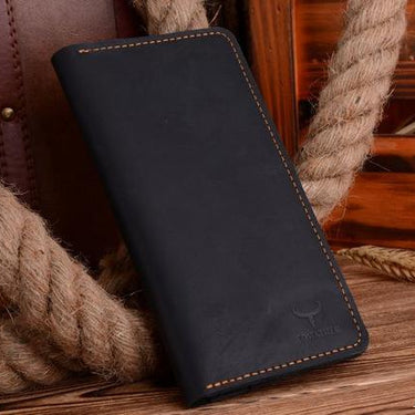 High Quality Genuine Crazy Horse Leather Men's Long Style Two Color Wallets  -  GeraldBlack.com