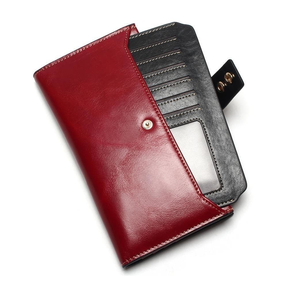 High Quality Genuine Leather Long Design Clutch Cowhide Wallet for Women - SolaceConnect.com