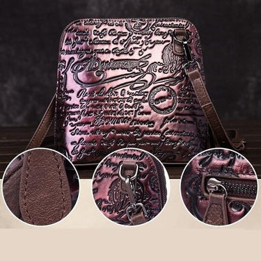High Quality Genuine Leather Women's Cross Body Embossed Letter Handbag - SolaceConnect.com