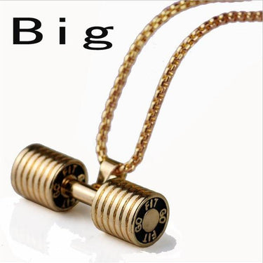 High Quality Gold Silver Black Dumbbell Pendant Necklace in Link Chain - SolaceConnect.com