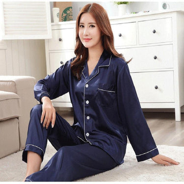 High Quality Ice Silk Pajamas Set with Long Sleeves for the Young Lover  -  GeraldBlack.com
