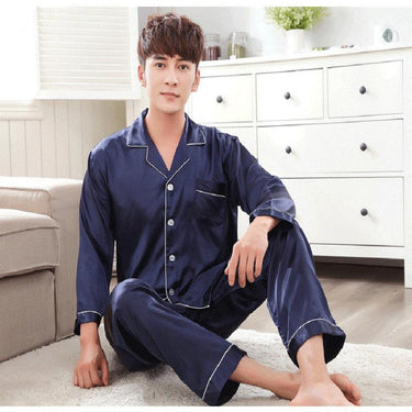 High Quality Ice Silk Pajamas Set with Long Sleeves for the Young Lover - SolaceConnect.com