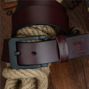 High Quality Men's Genuine Cow Leather Fashion 3.6cm Wide Belts - SolaceConnect.com