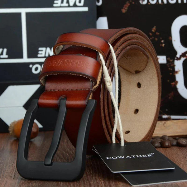 High Quality Men's Genuine Cow Leather Fashion 3.6cm Wide Belts - SolaceConnect.com