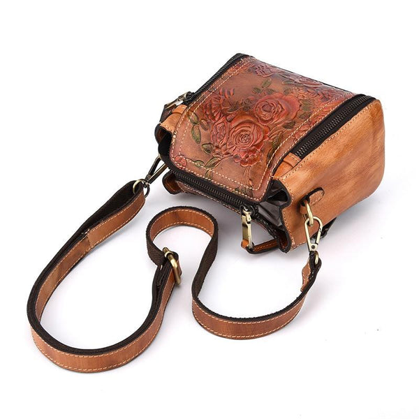 High Quality Natural Skin Luxury Floral Tote Crossbody Messenger Handbag - SolaceConnect.com