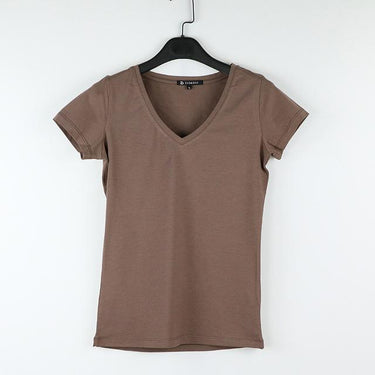 High Quality V-Neck 15 Candy Color Plain Cotton Basic T-Shirt for Women - SolaceConnect.com