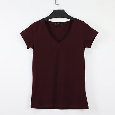 High Quality V-Neck 15 Candy Color Plain Cotton Basic T-Shirt for Women - SolaceConnect.com