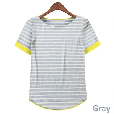 High Quality Women's O-Neck Short Sleeve Striped T-Shirts Tees Blusas - SolaceConnect.com